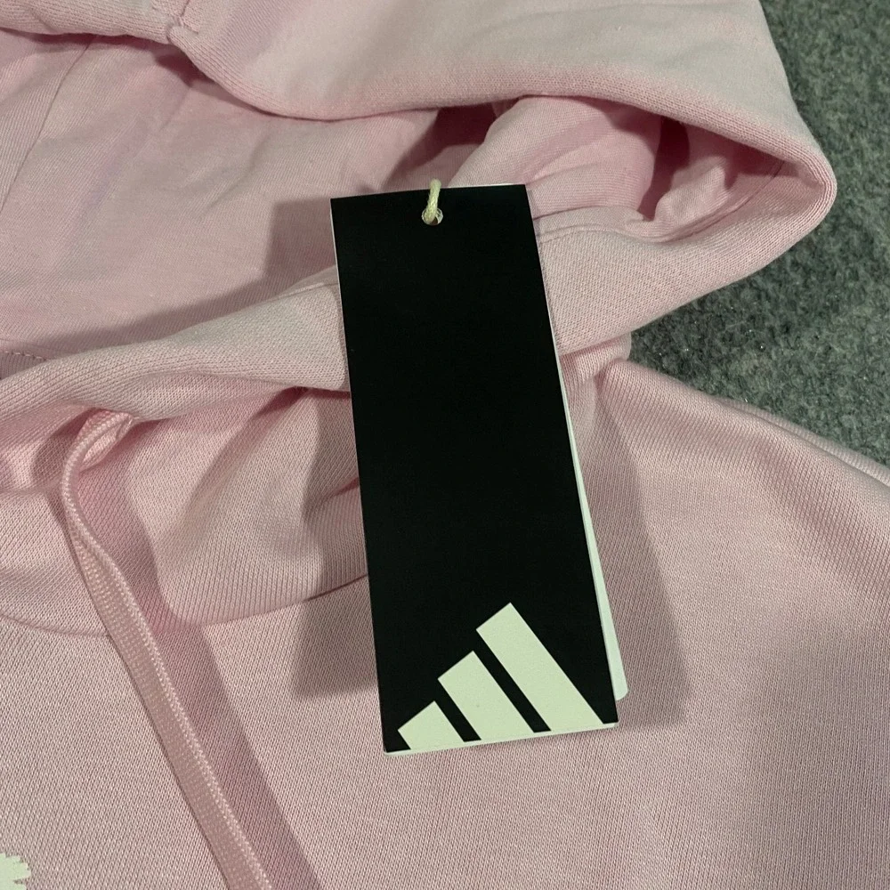 Adidas Trefoil Floral Logo Hoodie Womens XL Clear Pink Flowers Pullover Fleece
